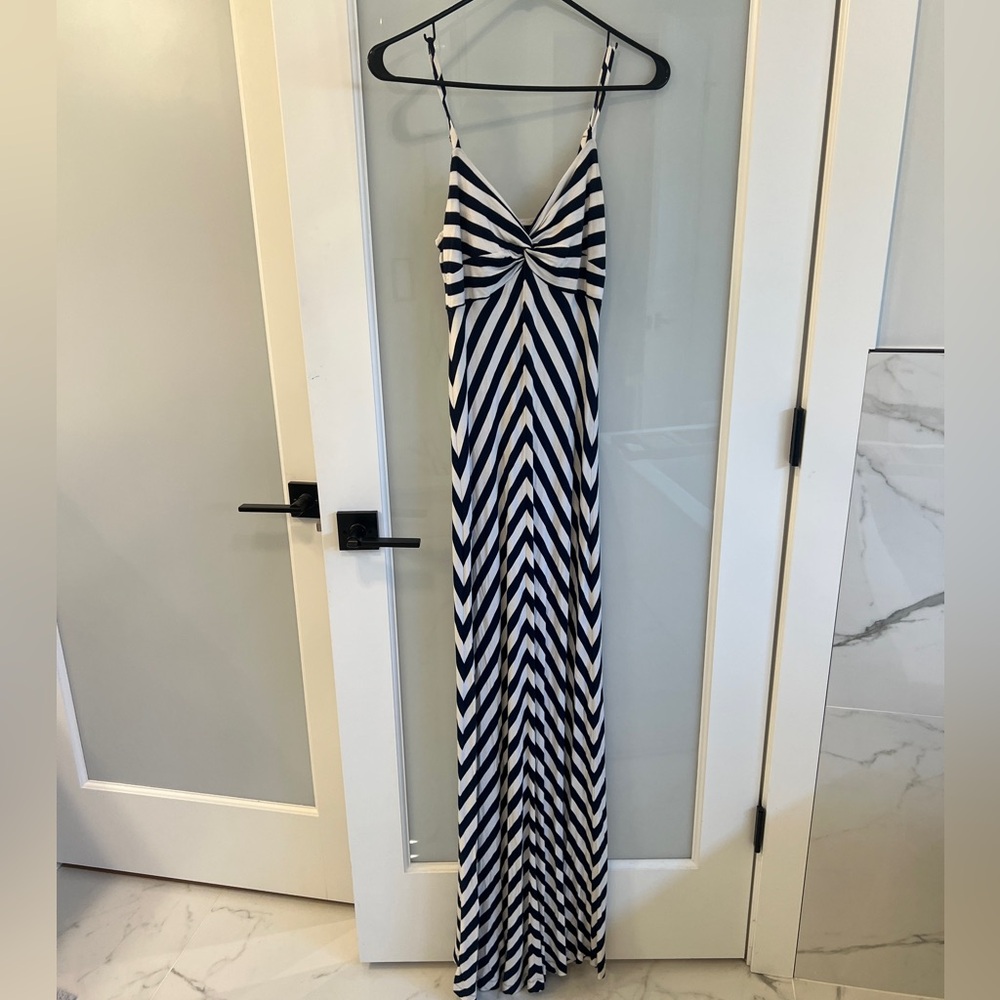 Soma XS Striped Maxi Dress Navy and White